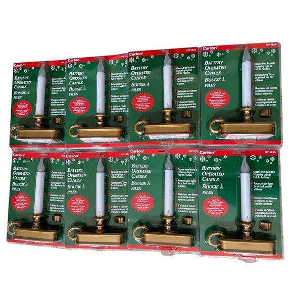 8 LED Battery Operated Window Candles with Sensor, Antique Finish, Cordless - Picture 1 of 7